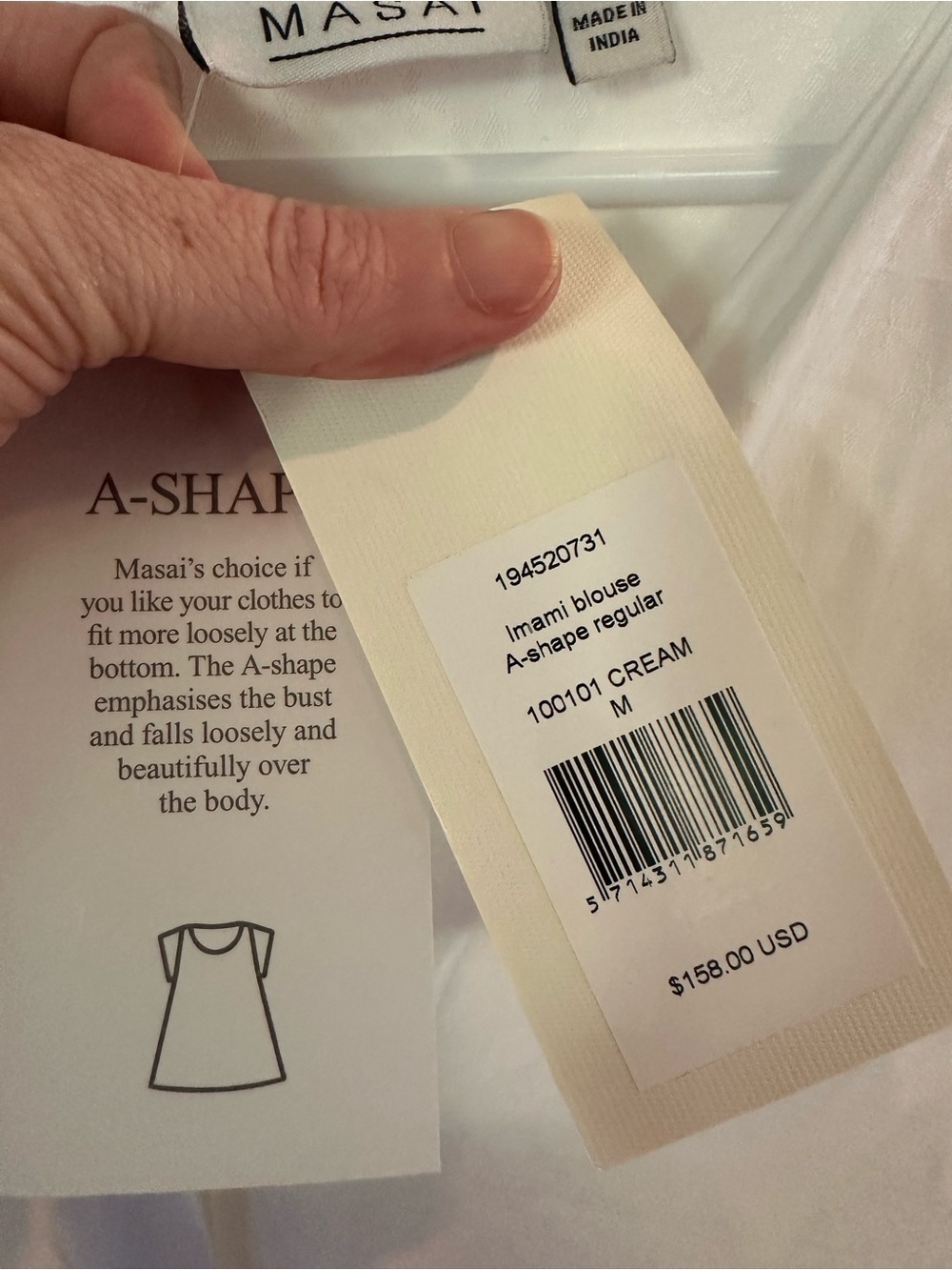 Masai Copenhagen Imami A-Shape Jacquard Blouse Cream Medium NWT MSRP $158 - Picture 3 of 5